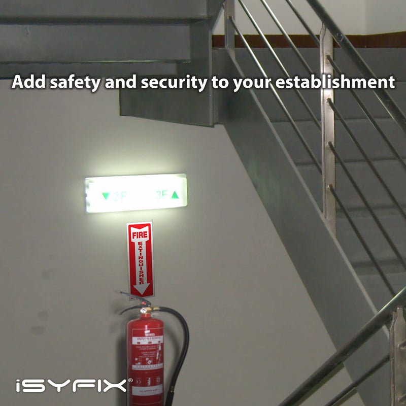 iSYFIX Fire Extinguisher Reflective Sticker Sign â€“ 5 Pack 4x12 â€“ Premium Self-Adhesive Vinyl, Laminated for Ultimate UV, Weather, Scratch, Water and Fade Resistance, Indoor and Outdoor - Image 4